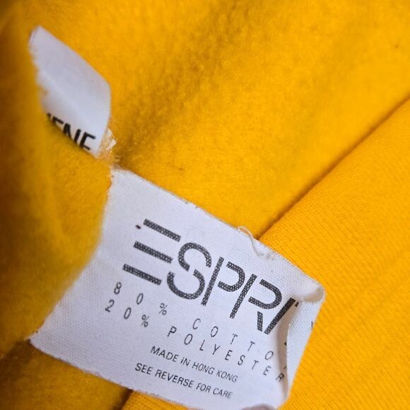 VINTAGE 80s Esprit spellout golden yellow crew neck boxy sweater sweatshirt M - Picture 8 of 10